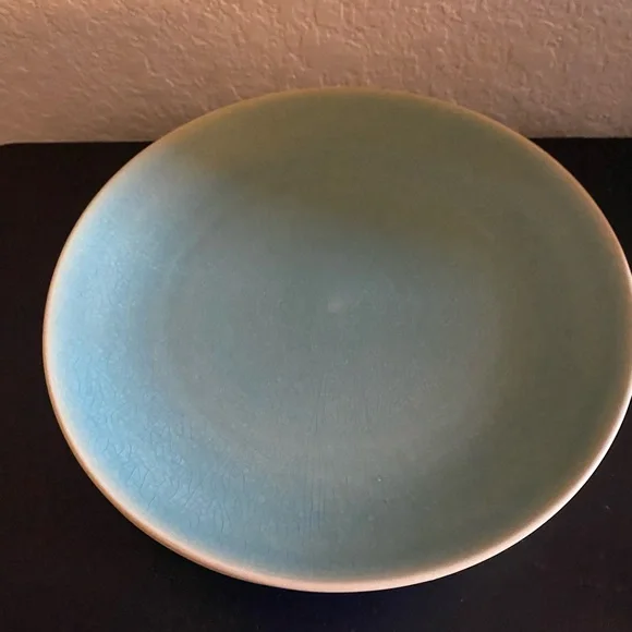 4 West Elm Light Blue Alta Organic Reactive Crackle Glaze Stoneware 8” Plates - Picture 3 of 15